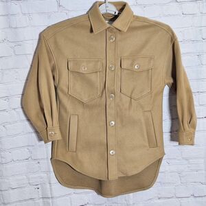 Stradivarius Womens Jacket Size XS Lightweight Button Up Sand Pockets